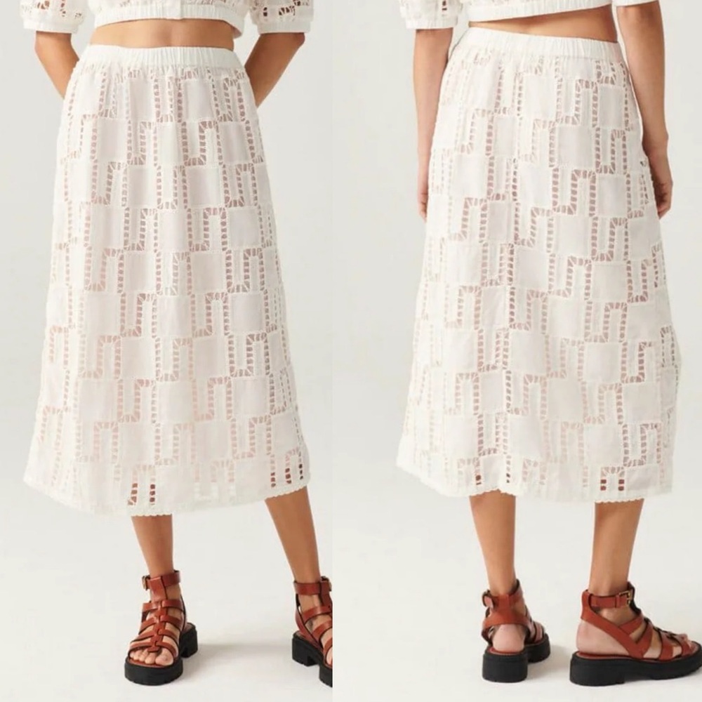 Ba&sh Anira Skirt Off White‎ Pull-On Lined Womens Size XS Cotton NEW *TINY FLAW